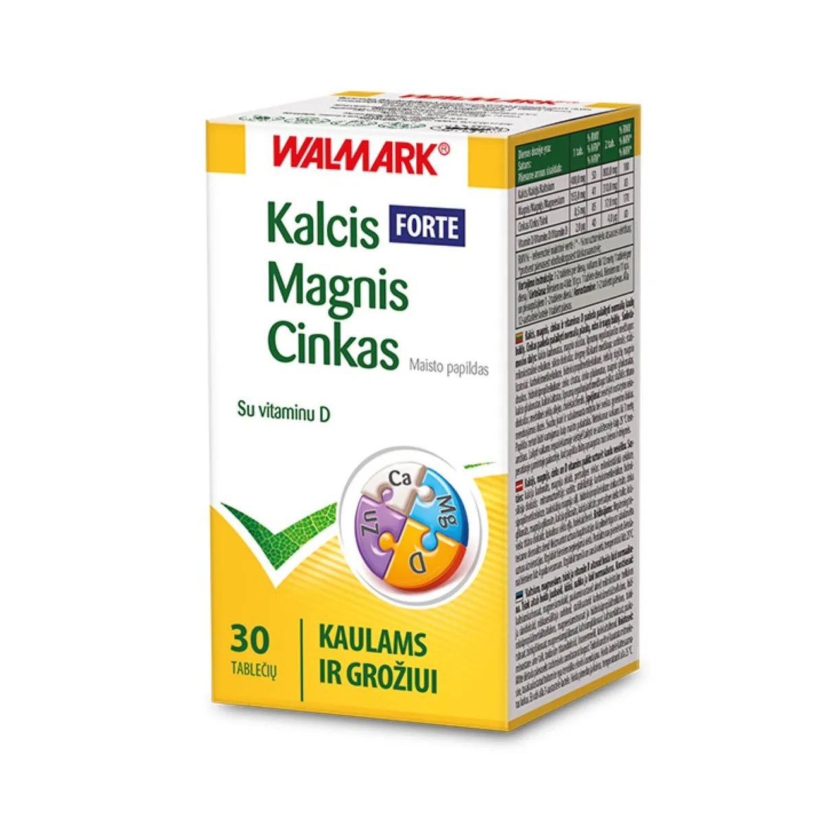 WALMARK KALCIS MAGNIS CINKAS FORTE su vitaminu D, 30 tablečių - 