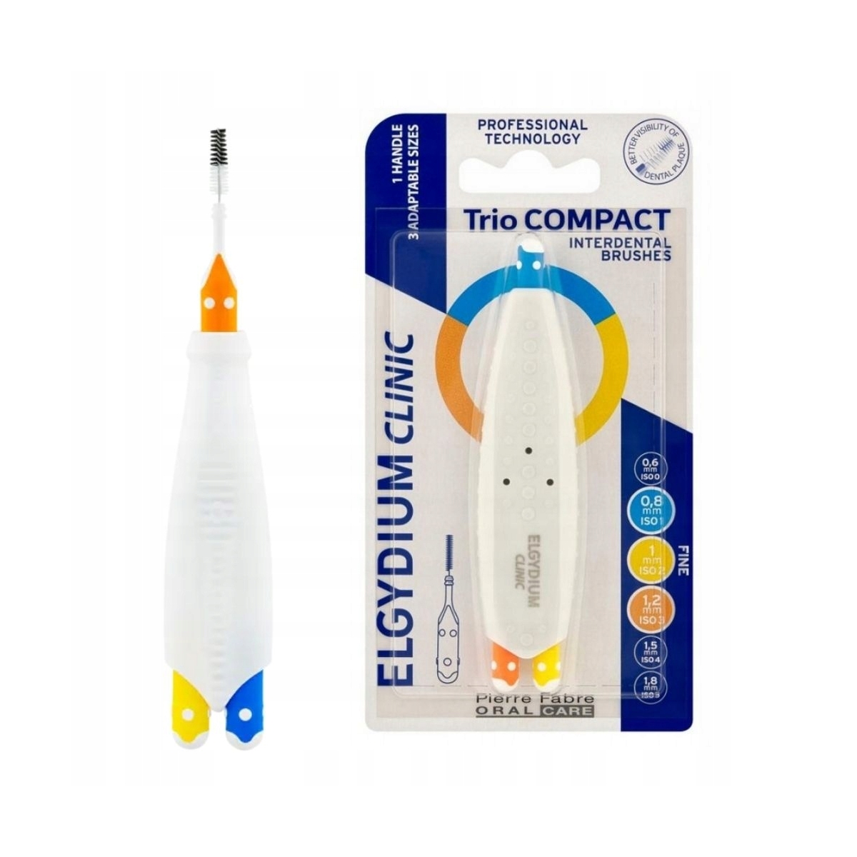 ELGYDIUM CLINIC tarpdančių šepetėliai Trio COMPACT 123, 3vnt. - 