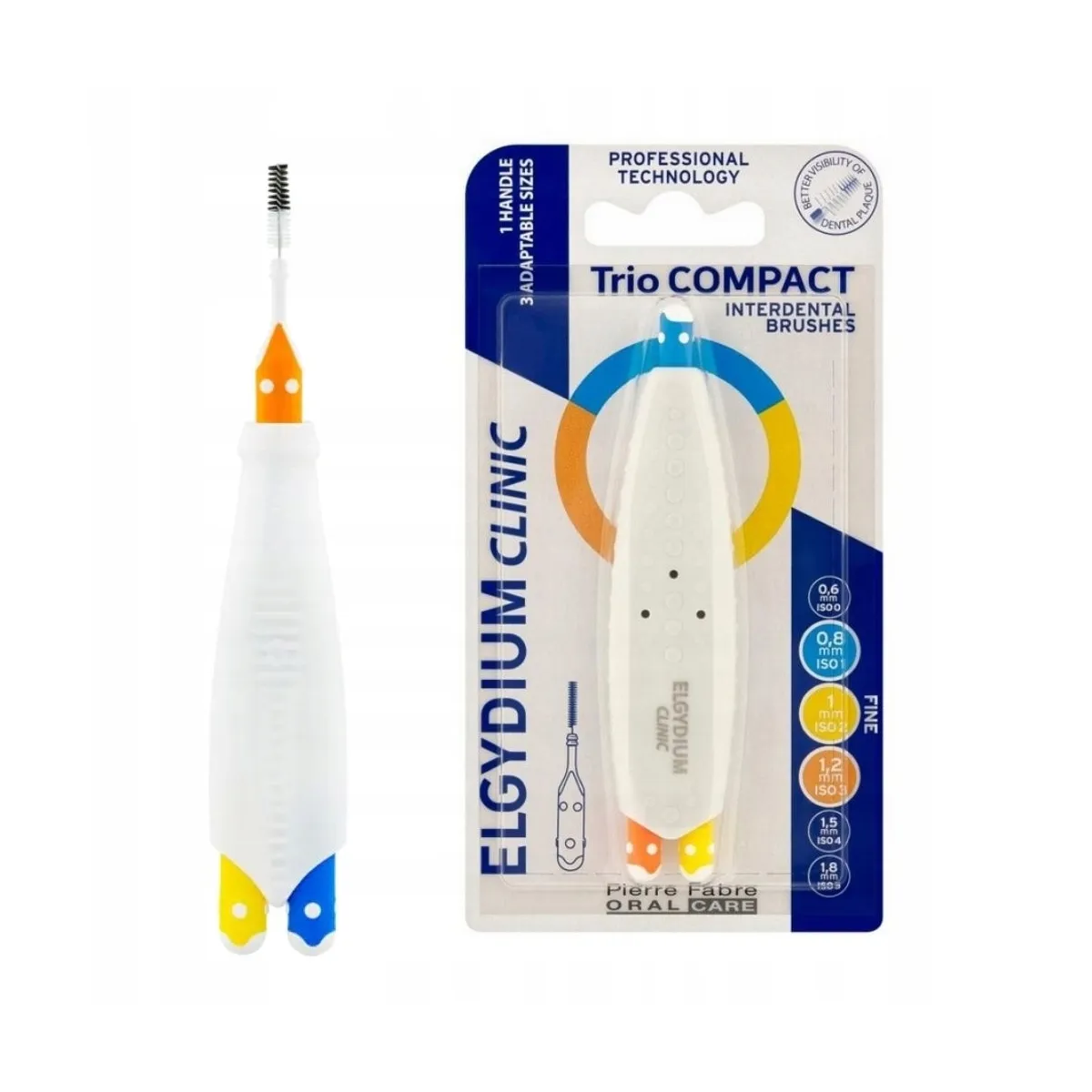 ELGYDIUM CLINIC tarpdančių šepetėliai Trio COMPACT 123, 3vnt. - 