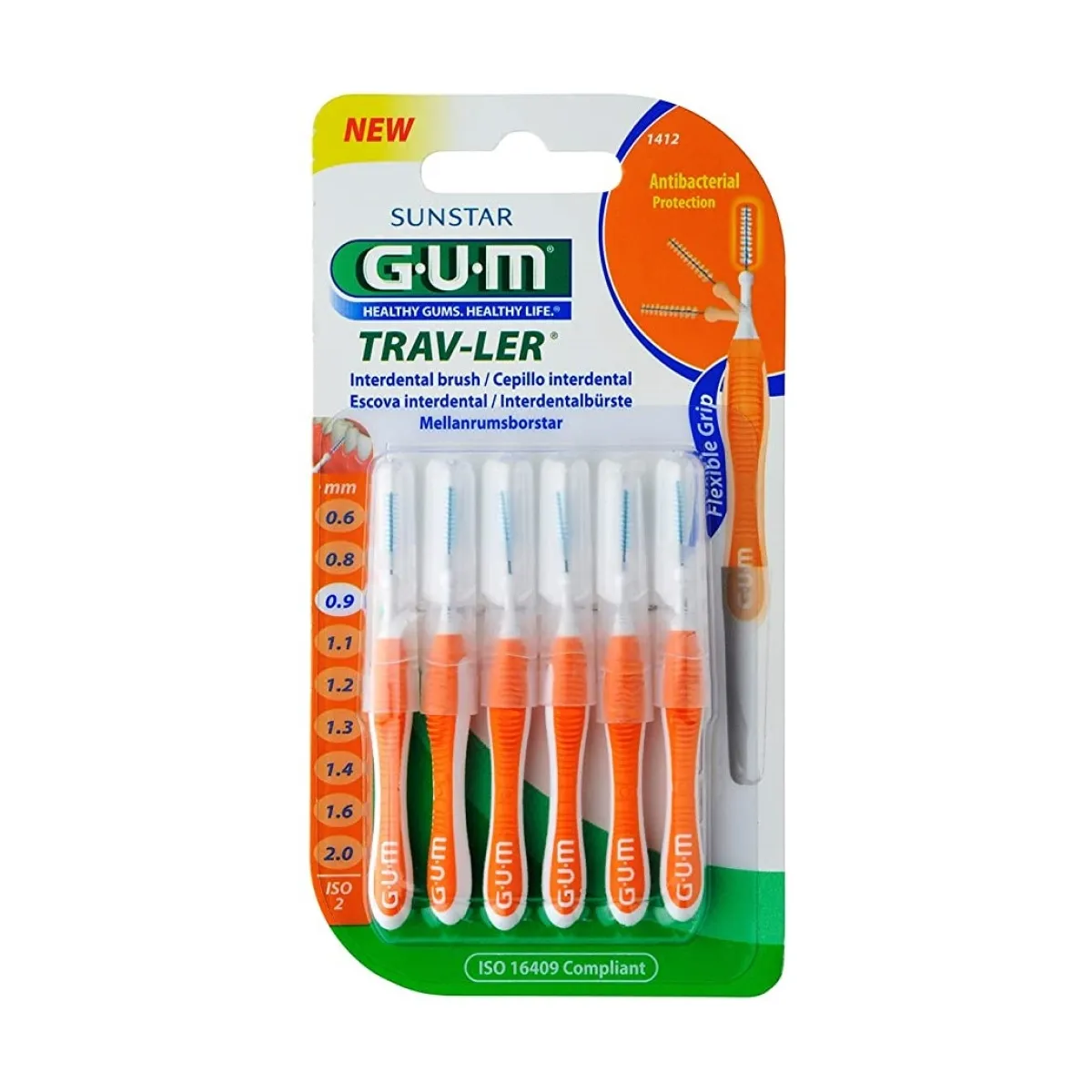 G.U.M. tarpdančių šepetėliai 0.9mm TRAV-LER [1412], N6 - 
