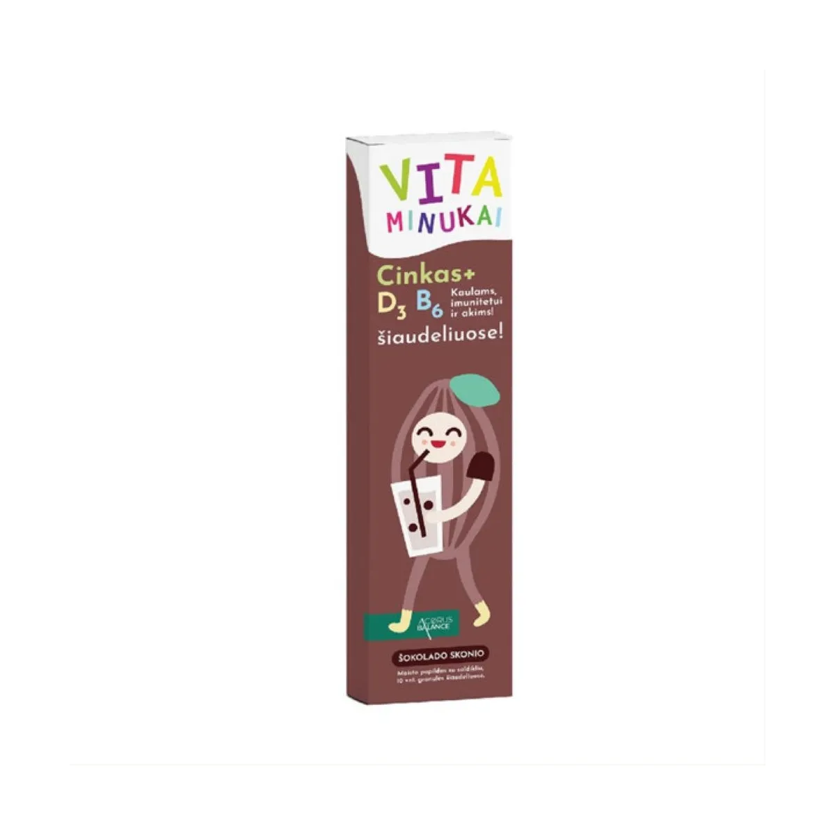 ACORUS BALANCE šiaudeliai VITAMINUKAI, šokolado skonio, N10 - 