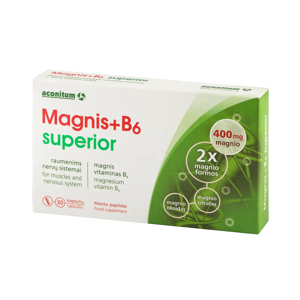 ACONITUM MAGNIS + B6 SUPERIOR, 30 kapsulių - 