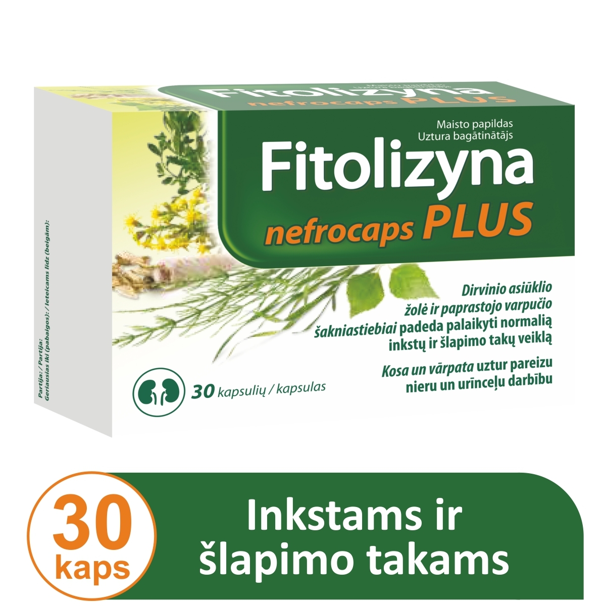 FITOLIZYNA inkstų, šlapimo veiklai gerinti NEFROCAPS PLUS, 30 kapsulių -  1