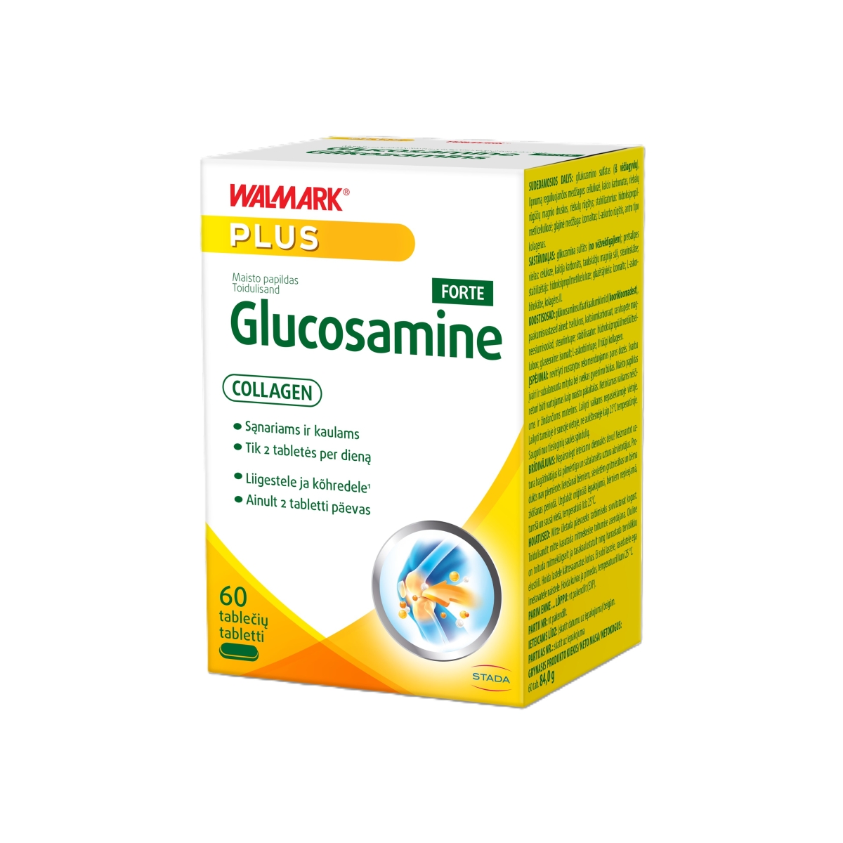 WALMARK GLUCOSAMINE + COLLAGEN FORTE (sąnariams), 60 tablečių - 