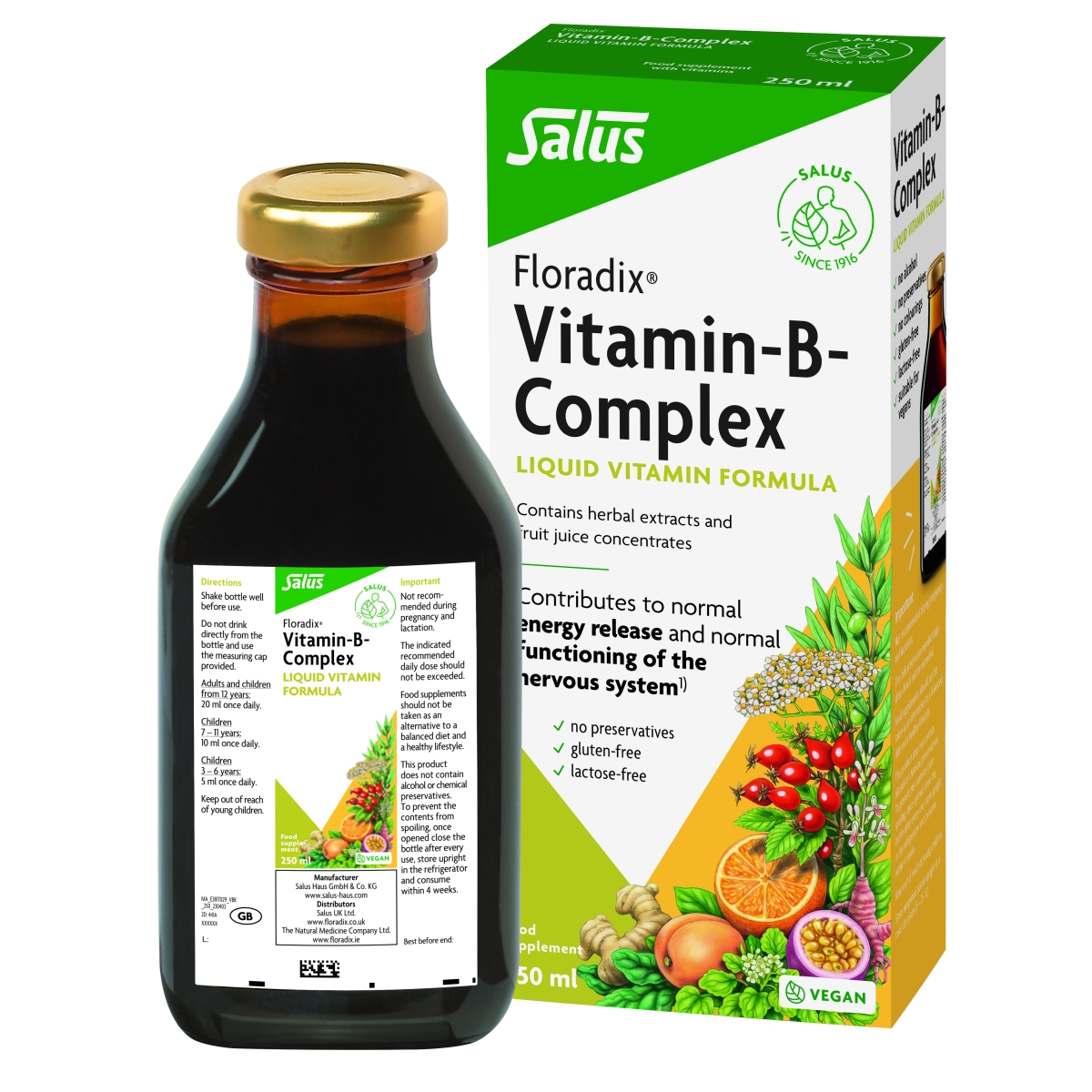 FLORADIX skysta B vitaminų formulė VITAMIN-B-COMPLEX, 250ml - 