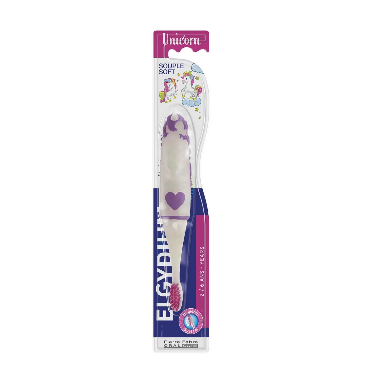 ELGYDIUM KIDS Unicorn dantų šepetėlis vaikams, 2–6 m. - 
