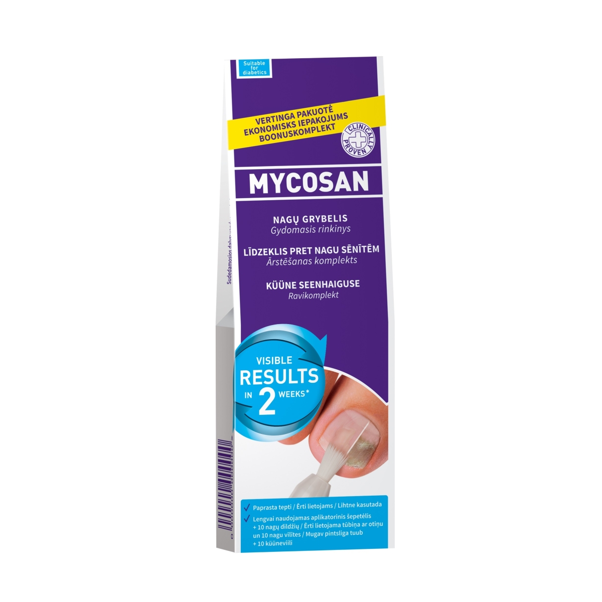 MYCOSAN serumas nuo nagų grybelio XL, 10ml + N10 nagų dildžių - 
