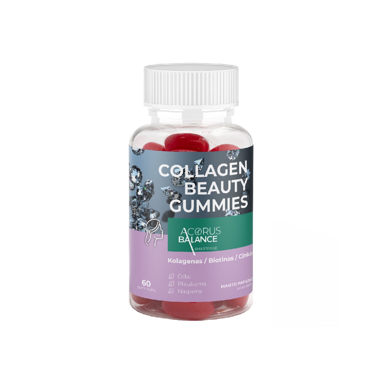 ACORUS BALANCE COLLAGEN BEAUTY GUMMIES  odai, plaukams , 60 gum. - 