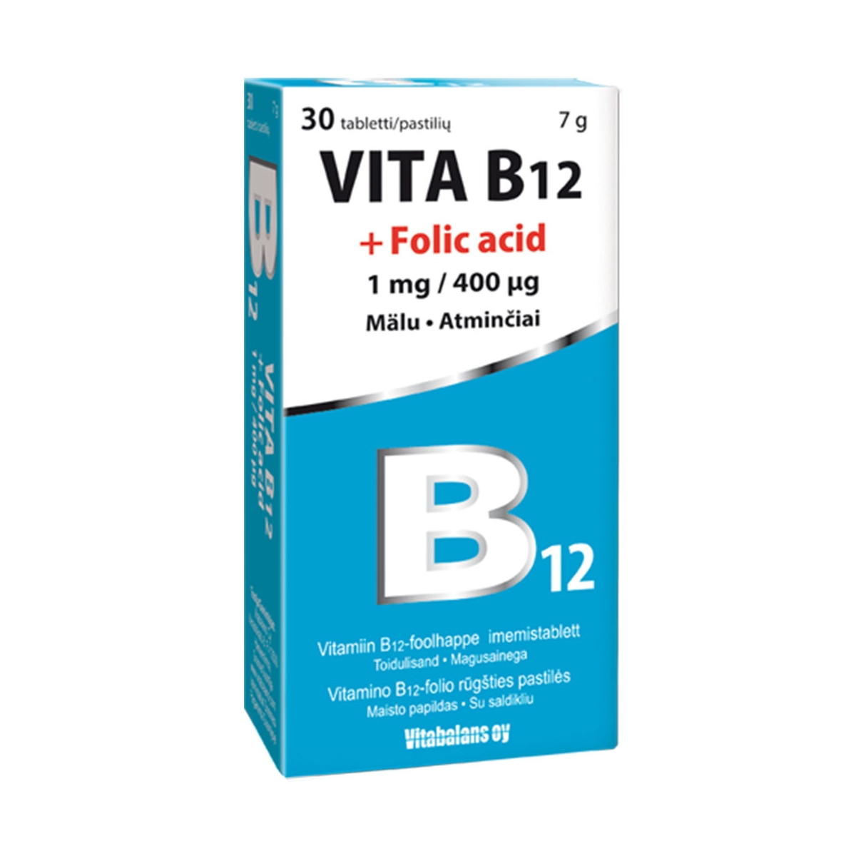 VITABALANS VITA B12 + FOLIC ACID 1mg + 400mcg, N30 - 