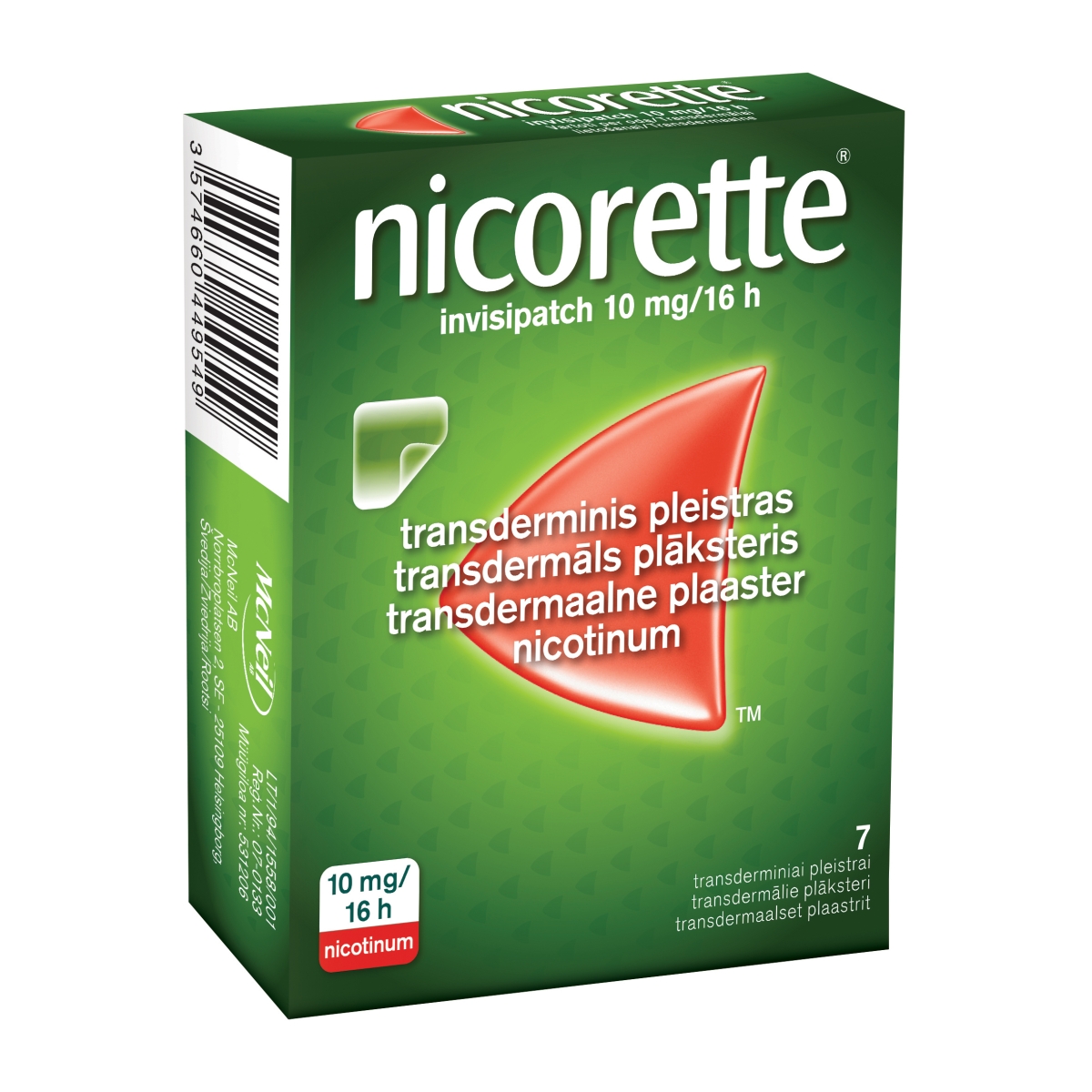 nicorette invisipatch 10mg/16val. transderminis pleistras N7 - 