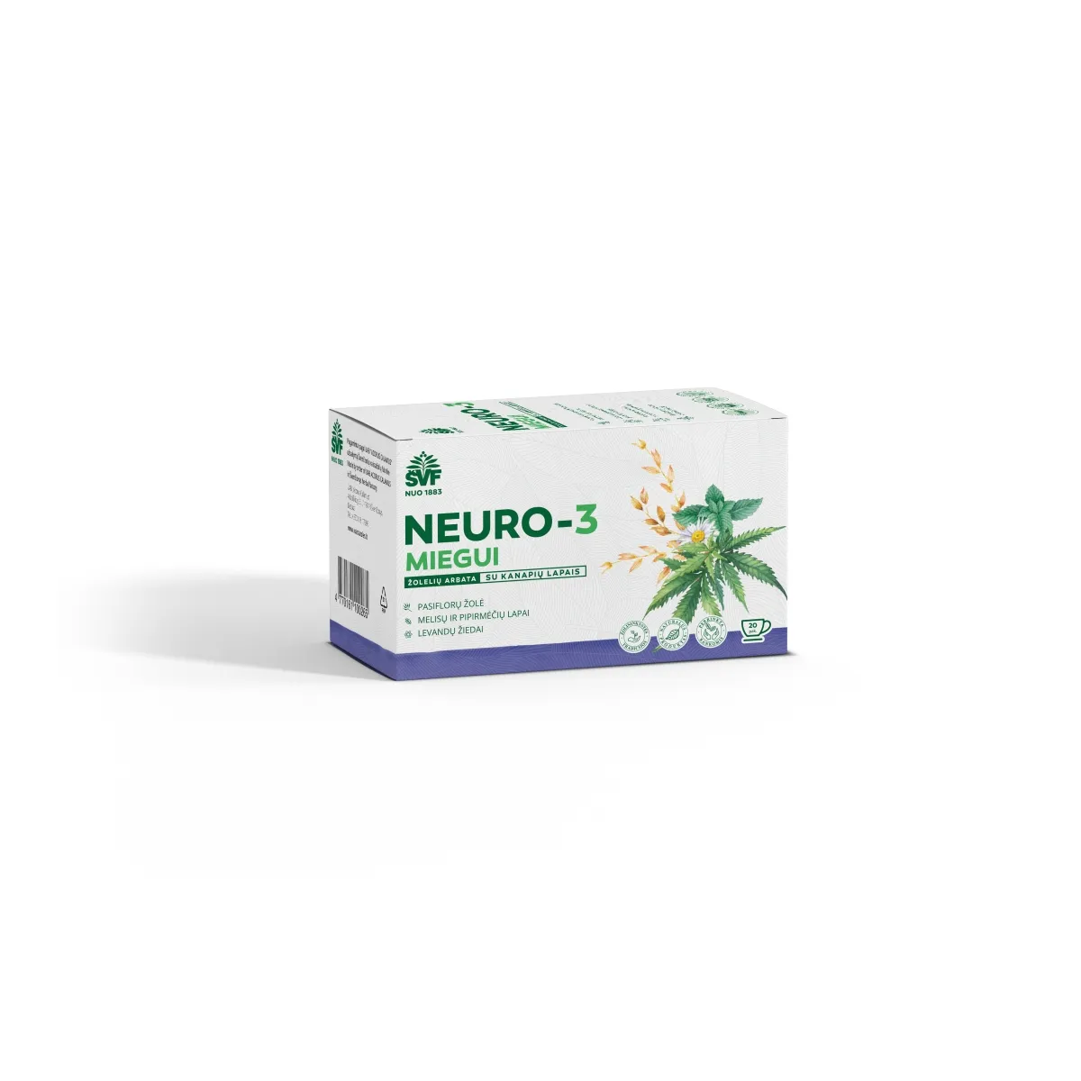 ŠVF žolelių arbata su kanapių lapais NEURO-3 MIEGUI, 2g x N20 - 