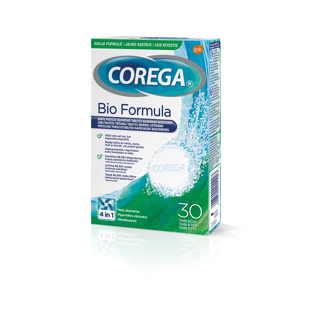 COREGA tabletės protezams valyti BIO FORMULA, N30 - 