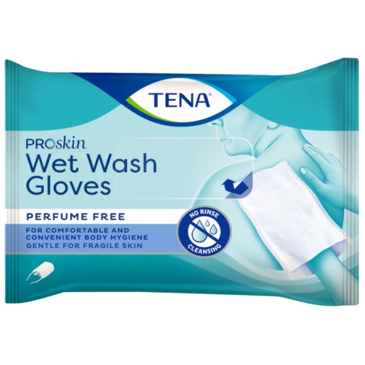 TENA drėgnos prausiamosios pirštinės WET WASH GLOVES, N8 - 