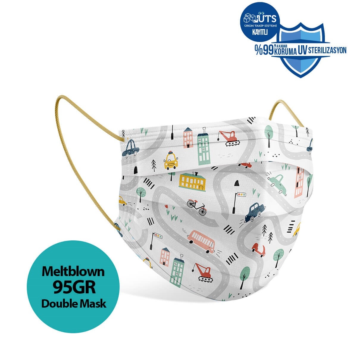 Medicininė veido kaukė vaikams, vieno dydžio MIESTAS, N10 - 