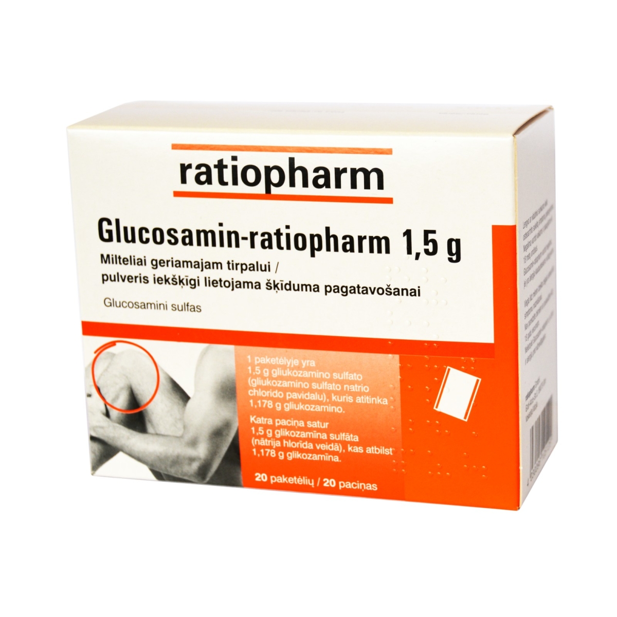 Glucosamin-ratiopharm 1.5g milteliai geriamam tirpalui N20 - 