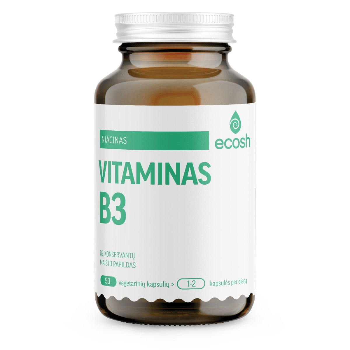 ECOSH bioaktyvus vitaminas B3, niacinas 250mg NE, 90 kapsulių - 