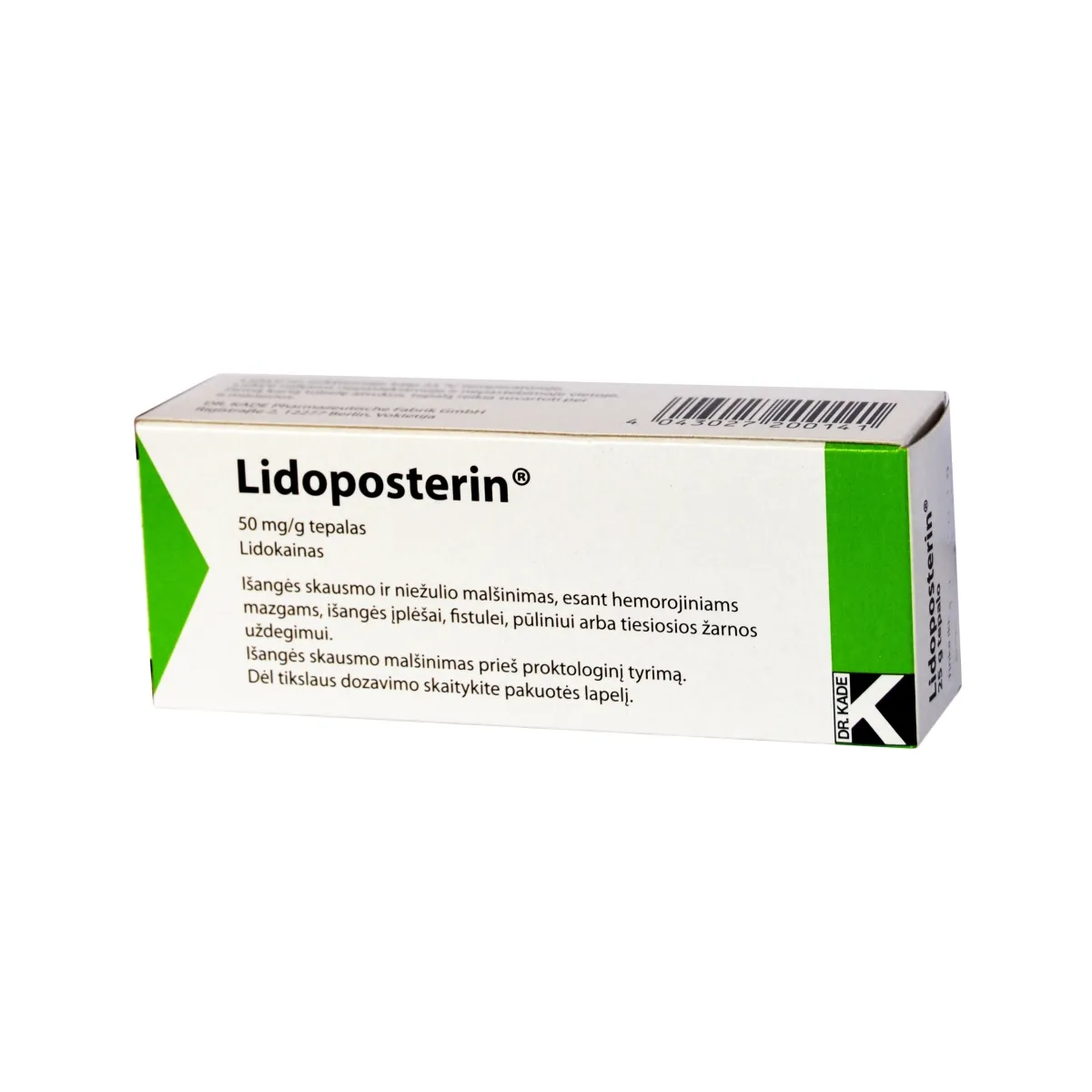 Lidoposterin 50mg/g tepalas (su kaniule) 25g -  1