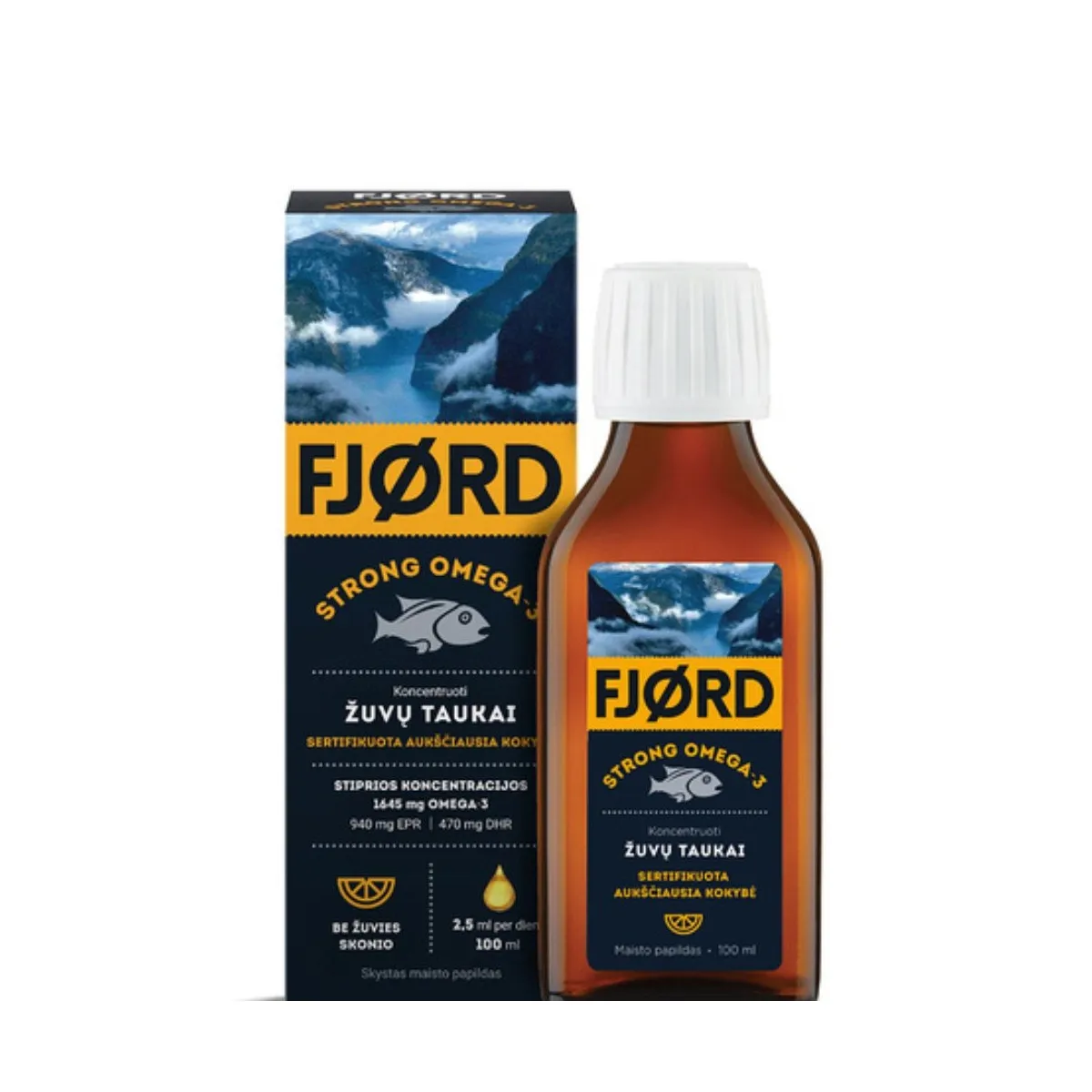 FJORD STRONG OMEGA - 3 žuvų taukai, 100ml - 