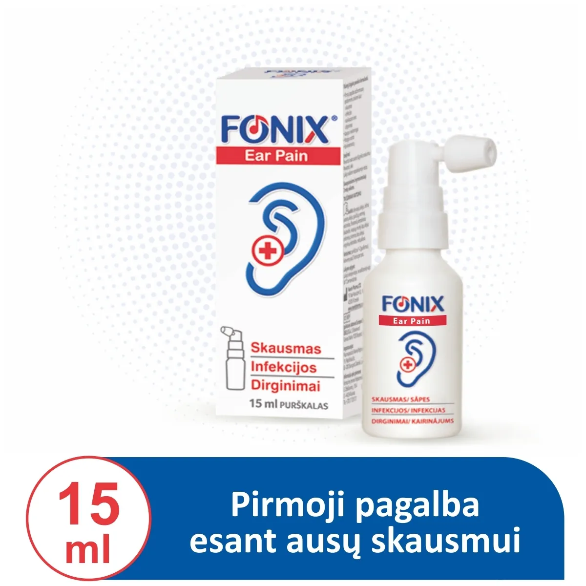 FONIX purškalas esant ausų skausmui, infekcijai EAR PAIN, 15ml -  1