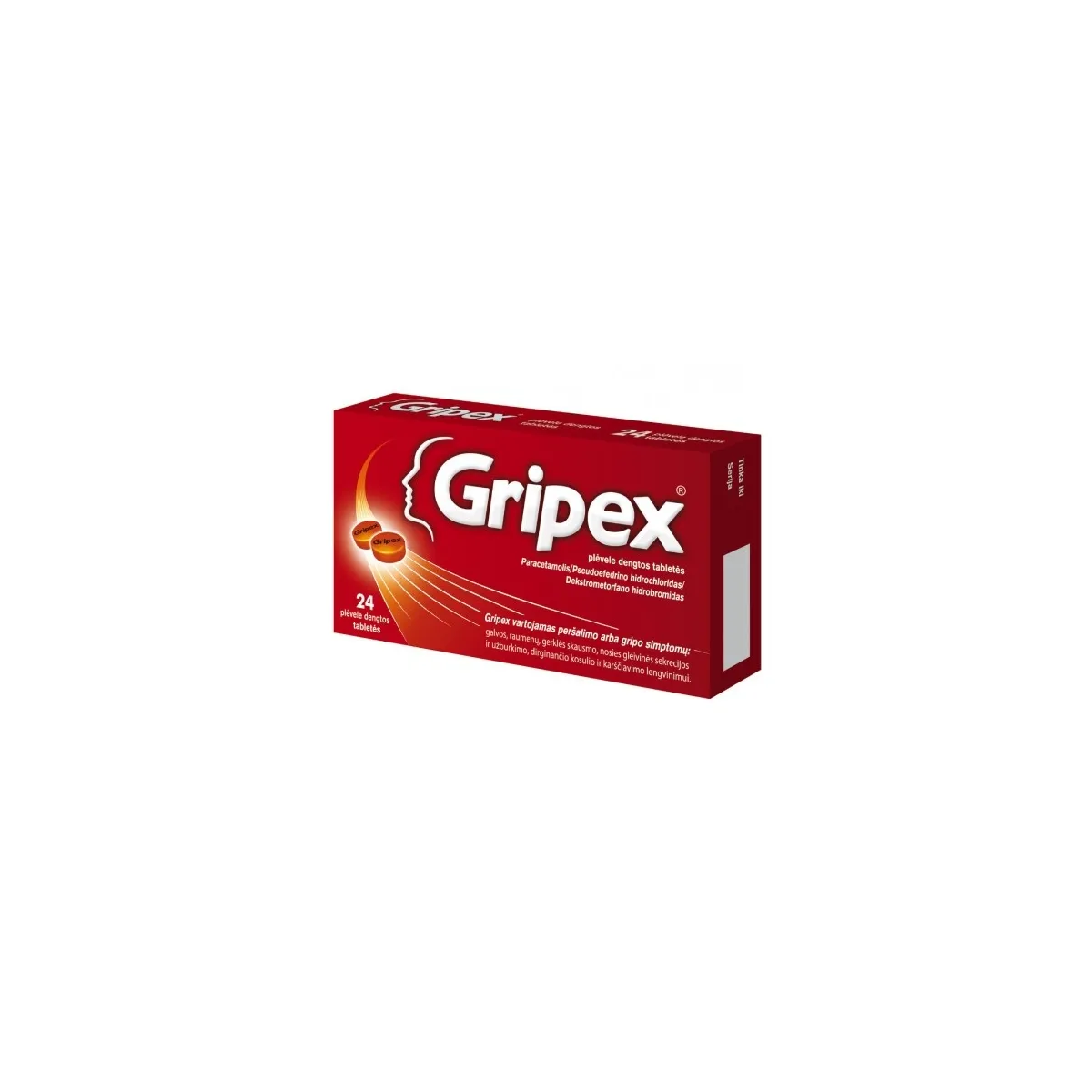 Gripex 325mg/30 mg/10mg plėvele dengtos tabletės N24 - 