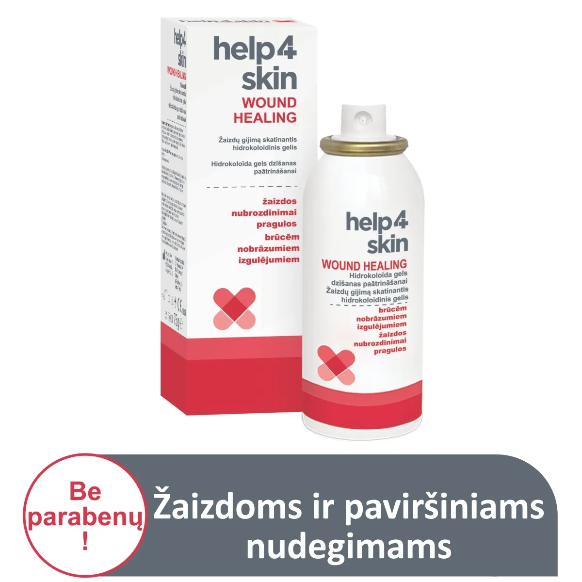 HELP4SKIN aerozolinis purškiklis žaizdoms, 75g -  1