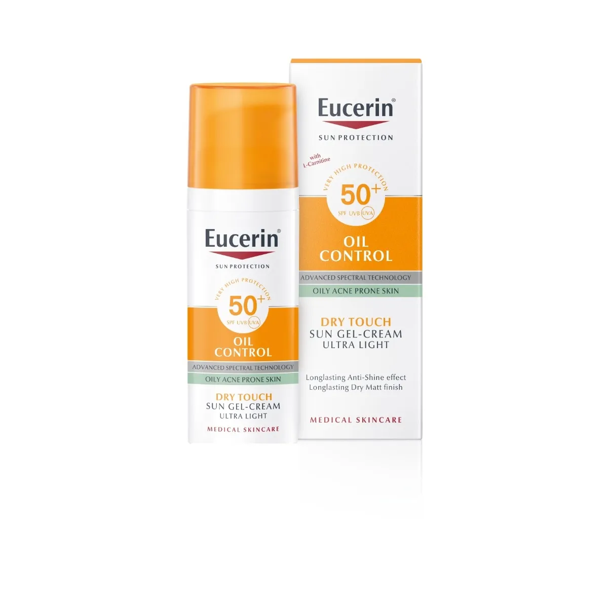 EUCERIN  kreminis veido gelis nuo saulės SUN DRY TOUCH SPF50+, 50ml - 