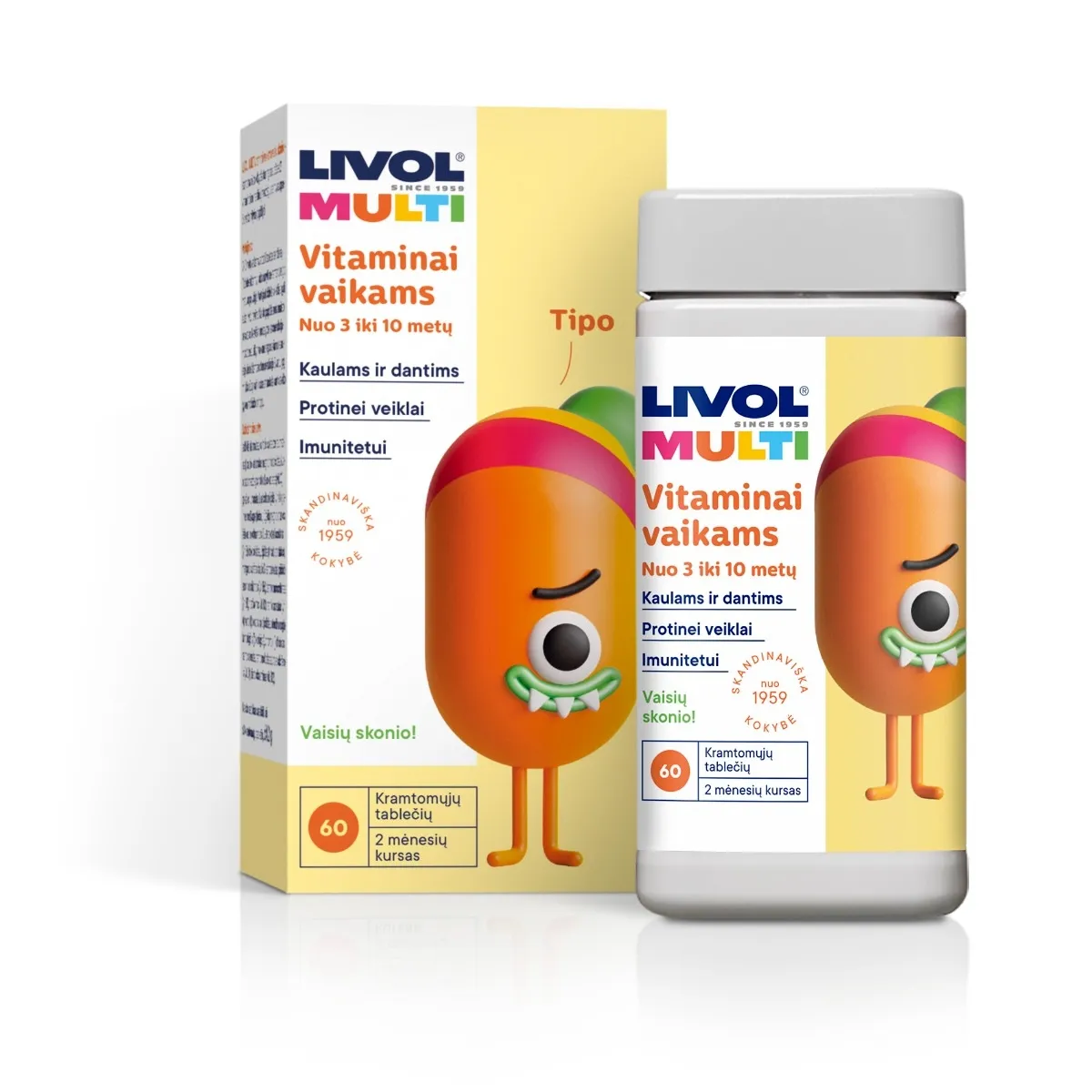 LIVOL MULTI vitaminai vaikams vaisių sk., 60 tabl. -  1