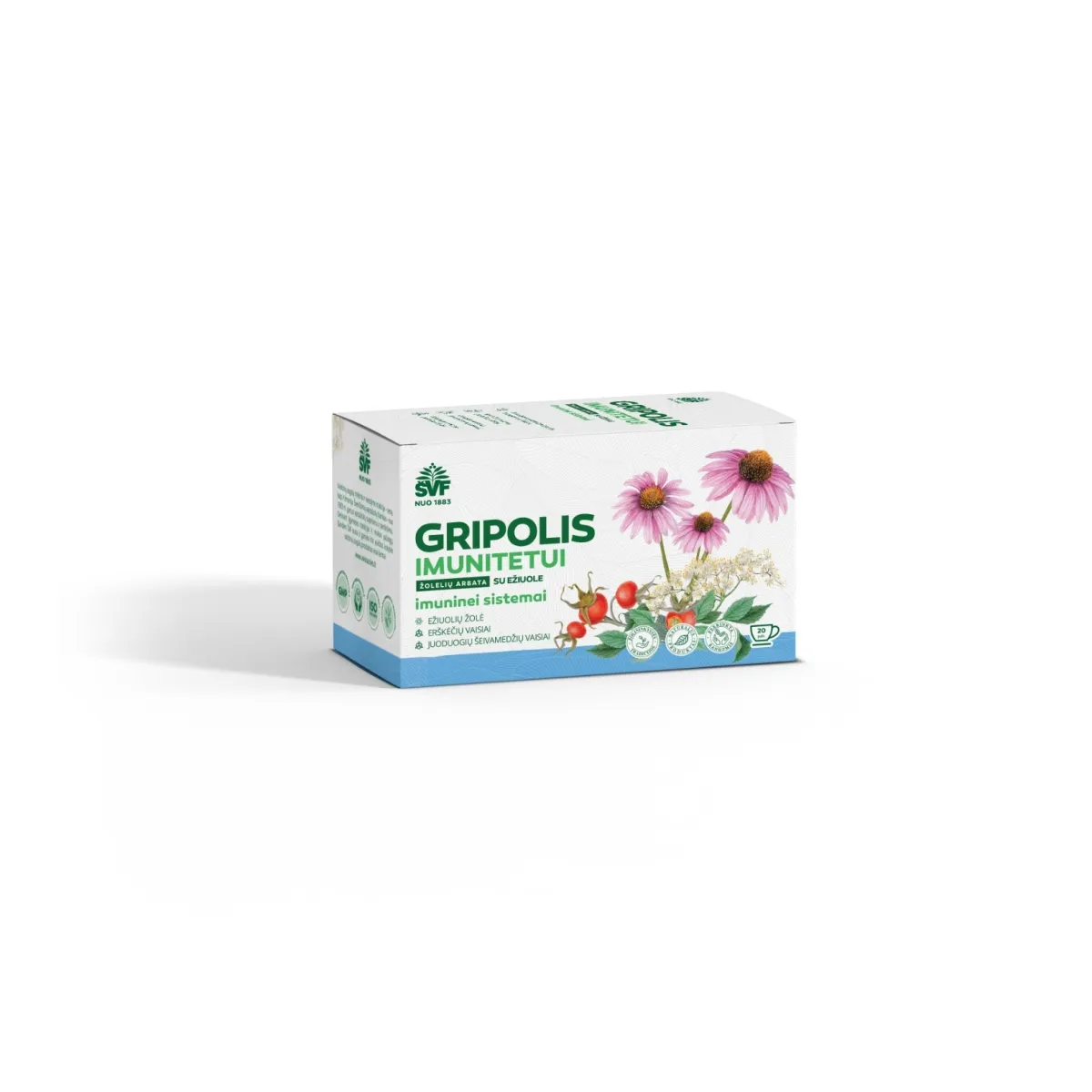 ŠVF žolelių arbata GRIPOLIS IMUNITETUI SU EŽIUOLE, 2g x N20 - 