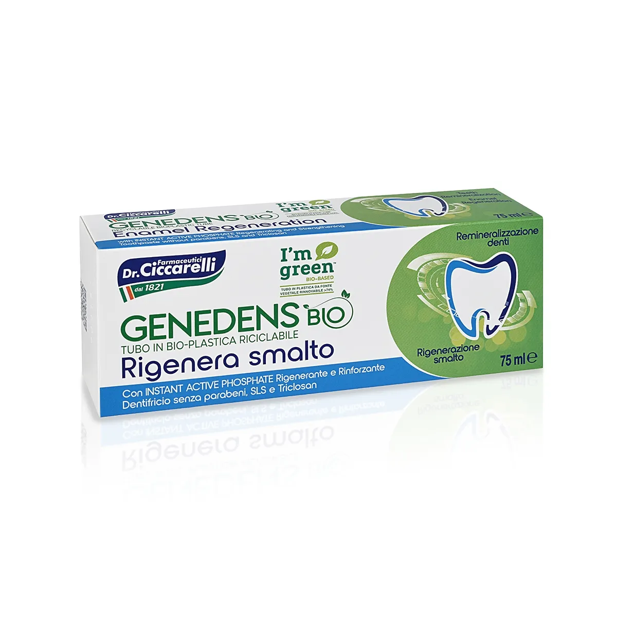 GENEDENS BIO emalį atkurianti dantų pasta, 75ml - 