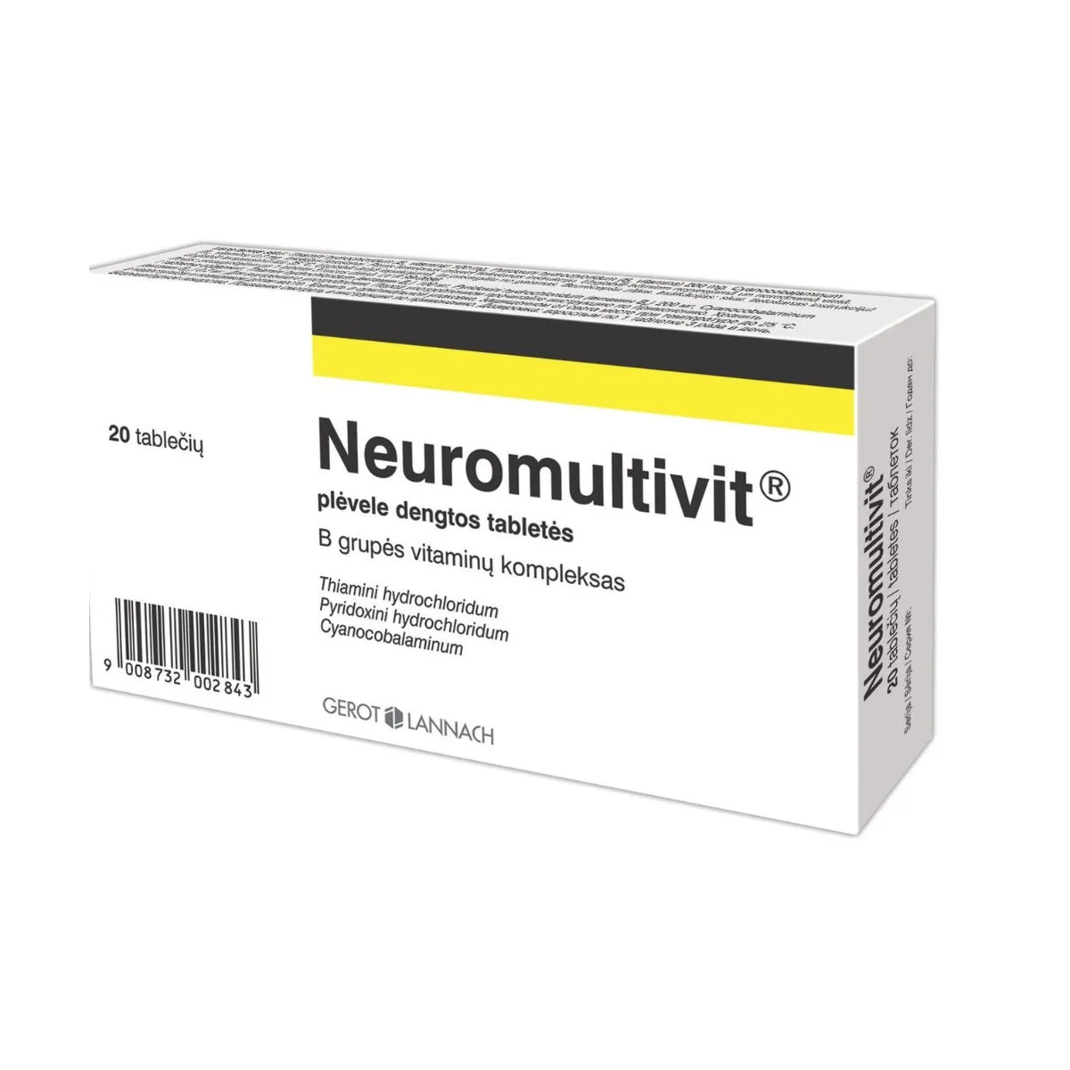 Neuromultivit 100mg/200mg/0.2mg plėvele dengtos tabletės N20 - 