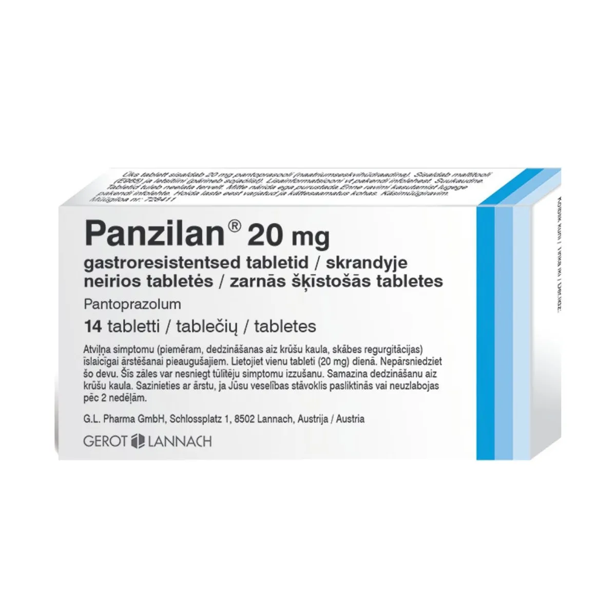 Panzilan 20mg skrandyje neirios tabletės N14 (lizdinėje pakuotėje) - 