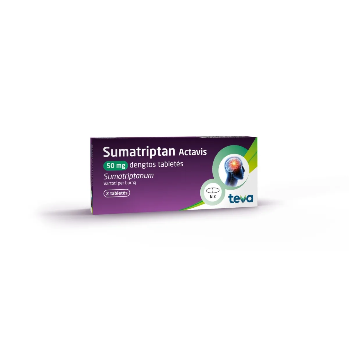 Sumatriptan Actavis 50mg dengtos tabletės N2 - 