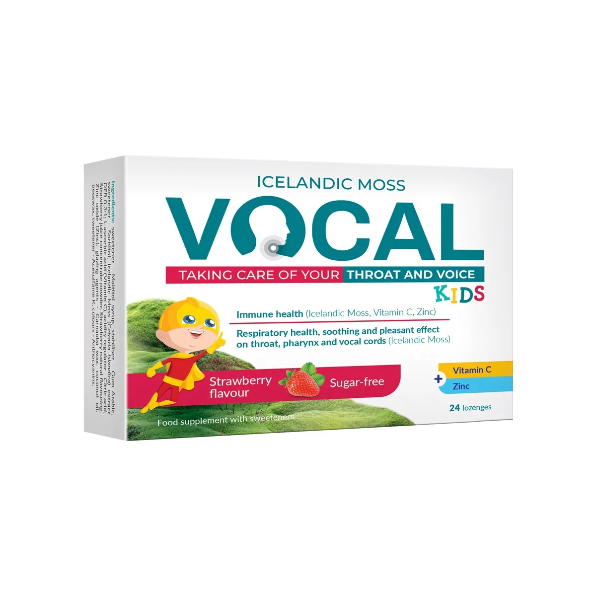 VOCAL KIDS braškių skonio, 24 pastilės - 