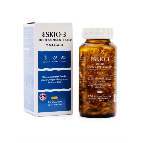ESKIO-3 žuvų taukai HIGH CONCENTRATED OMEGA-3, 120 kapsulių