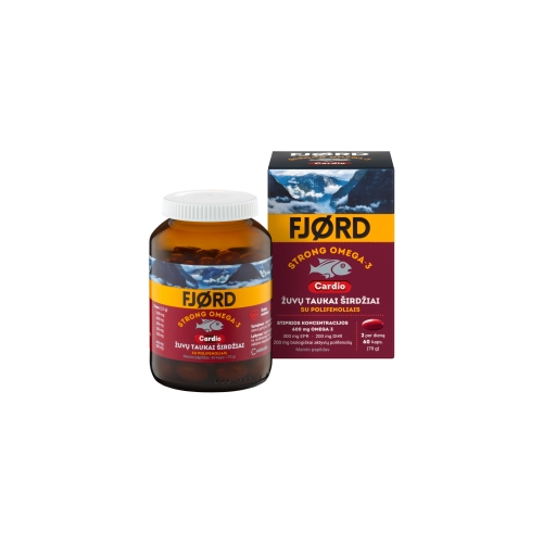 FJORD Strong Omega-3 Cardio žuvų taukai širdžiai su polifenoliais