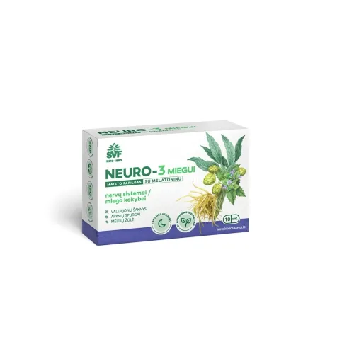 ŠVF kietosios kapsulės NEURO-3 MIEGUI SU MELATONINU, N10