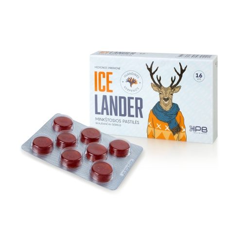ICELANDER gerklės pastilės, 16 minkštų pastilių