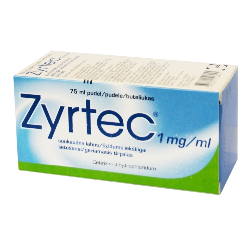 Zyrtec 1mg/ml geriamasis tirpalas 75ml su matavimo šaukštu