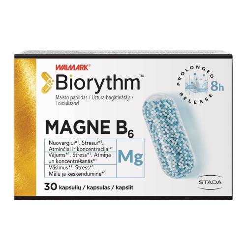 BIORYTHM MAGNE B6 (prailginto veikimo Magnis su B6), 30 kapsulių