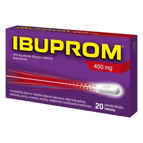 IBUPROM [Ibuprofen US Pharmacia] 400 mg plėvele dengtos tabletės N20