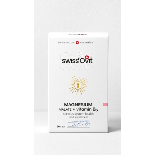 SwissOvit Magnio malatas+vitaminas B6 kapsulės N30