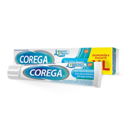 COREGA ypač stiprios fiksacijos fiksuojamasis kremas, mėtų skonio, 70g
