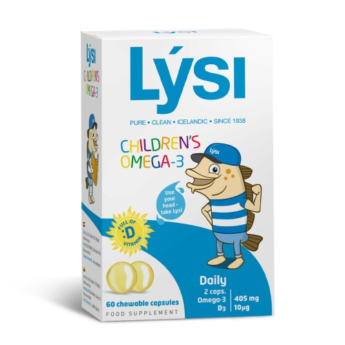 LYSI tutti frutti skonio CHILDREN'S OMEGA-3, 60 kramtomųjų kapsulių