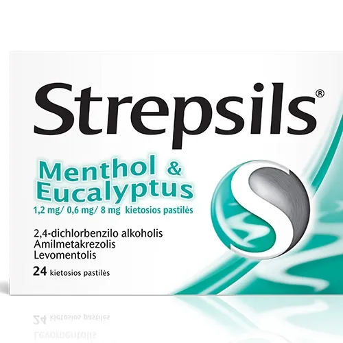 Strepsils Menthol & Eucalyptus kietosios pastilės N24