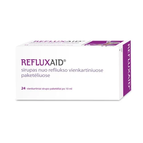 Refluxaid sirupas nuo refliukso vienkartiniuose paketėliuose 24×10 ml