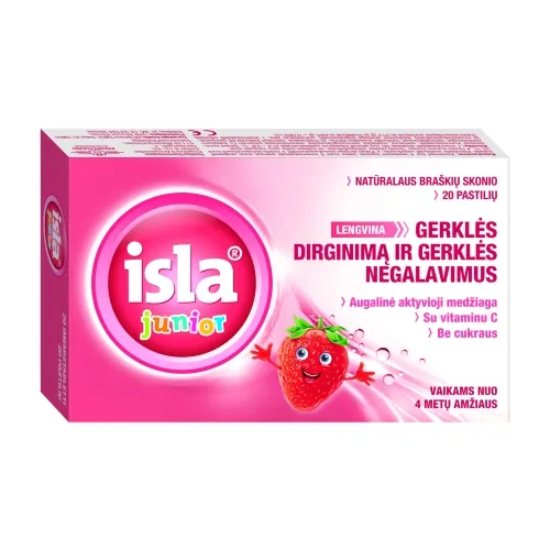 ISLA JUNIOR, braškių skonio, 20 pastilių