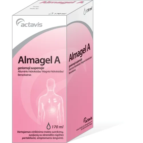 Almagel A geriamoji suspensija 170ml + matavimo šaukštas