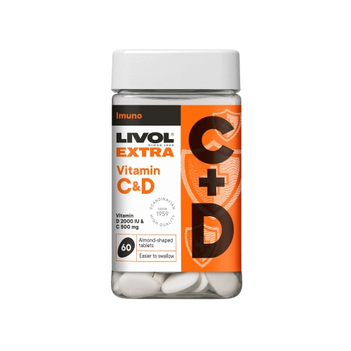 LIVOL EXTRA Vitaminai C + D, 60 tabl.