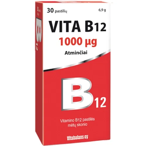 VITABALANS pastilės mėtų skonio VITA B12 1mg N30