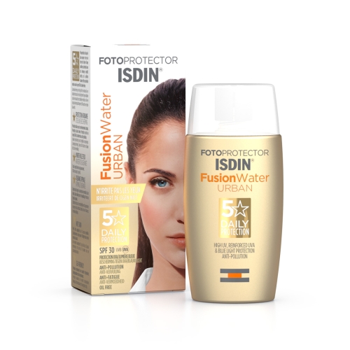 ISDIN FUSION WATER URBAN apsauginė veido emulsija SPF 30, 50ml